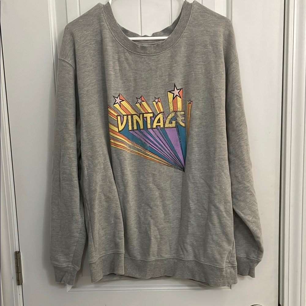 🩷Vintage Canvas Gray Vintage Graphic womens sweatshirt size medium